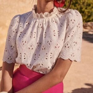 Sezane Louisah Blouse Écru. - Size 38